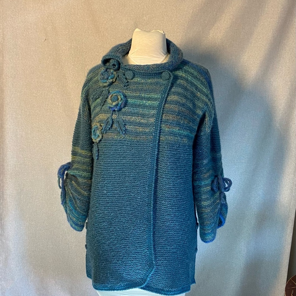 Handmade Knitted Cardigan-Jacket Size M-L Oversize.  Never used